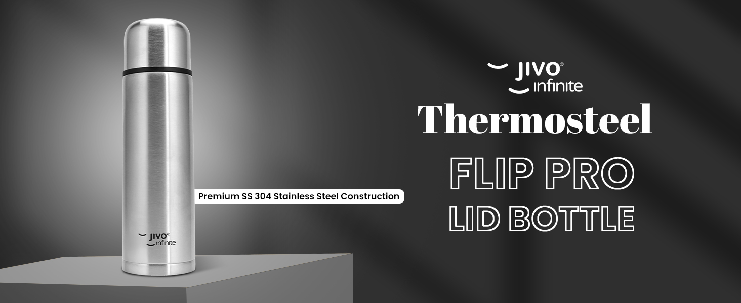 Jivo Infinite Stainless Steel Thermosteel Insulated Vacuum Flask Bottle 1000ml-Silver