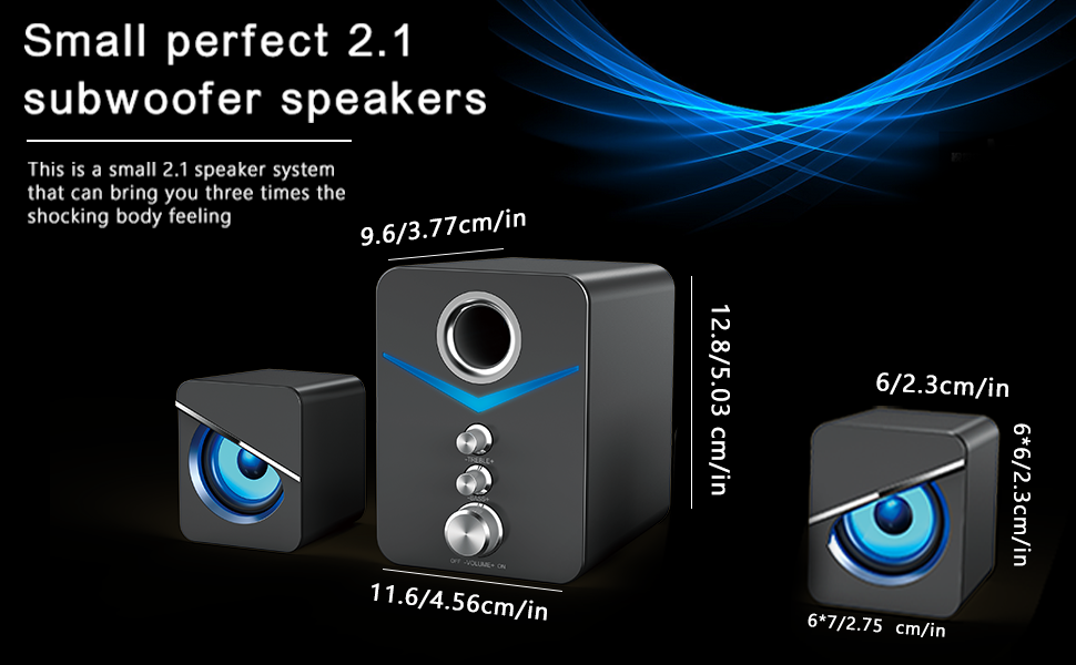 HEANTTV Computer Speakers with Subwoofer, 2.1 Computer Speakers. USB Powered and 3