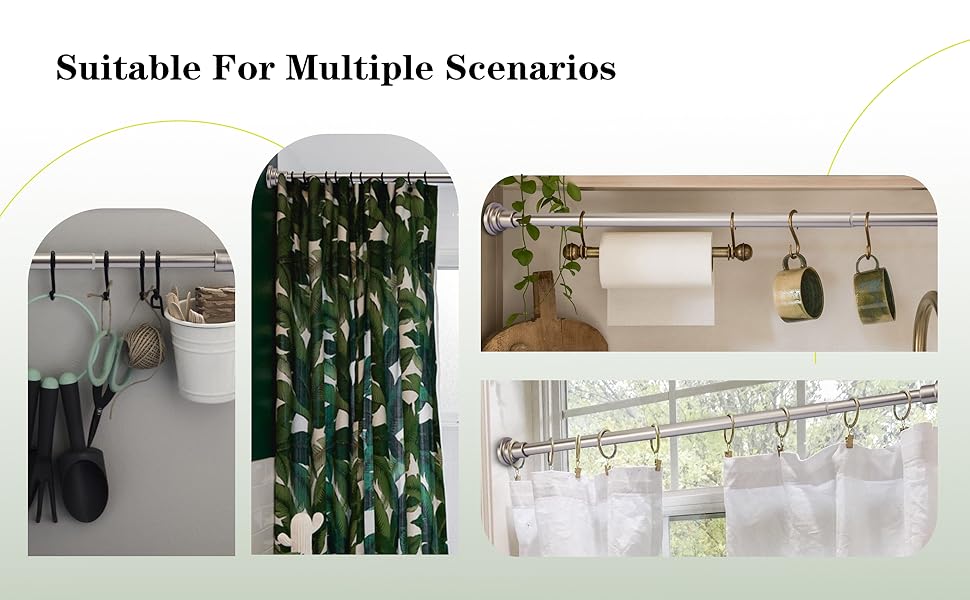 Heavy Duty Shower Curtain Rod Extendable Telescopic Spring Tension Rod for Bathroom Bathtub