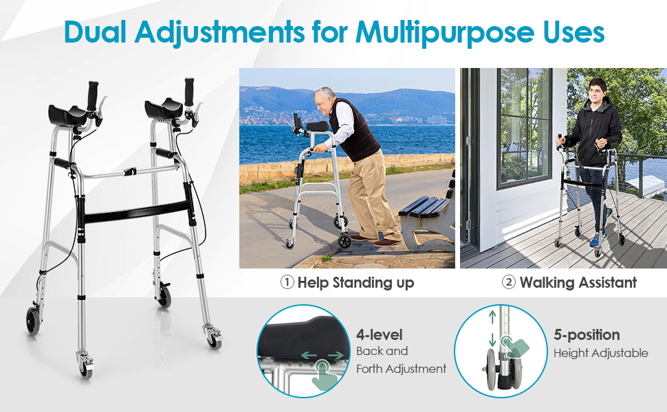 Goplus Standard Walker, Aluminum Alloy Rehabilitation