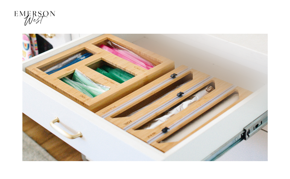 Emerson West Bamboo Foil and Plastic Wrap Organizer