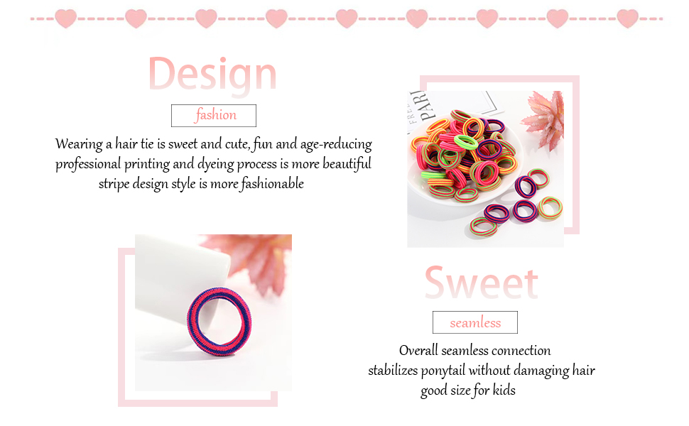 100Pcs Baby Hair Ties-6 Colors Striped Style