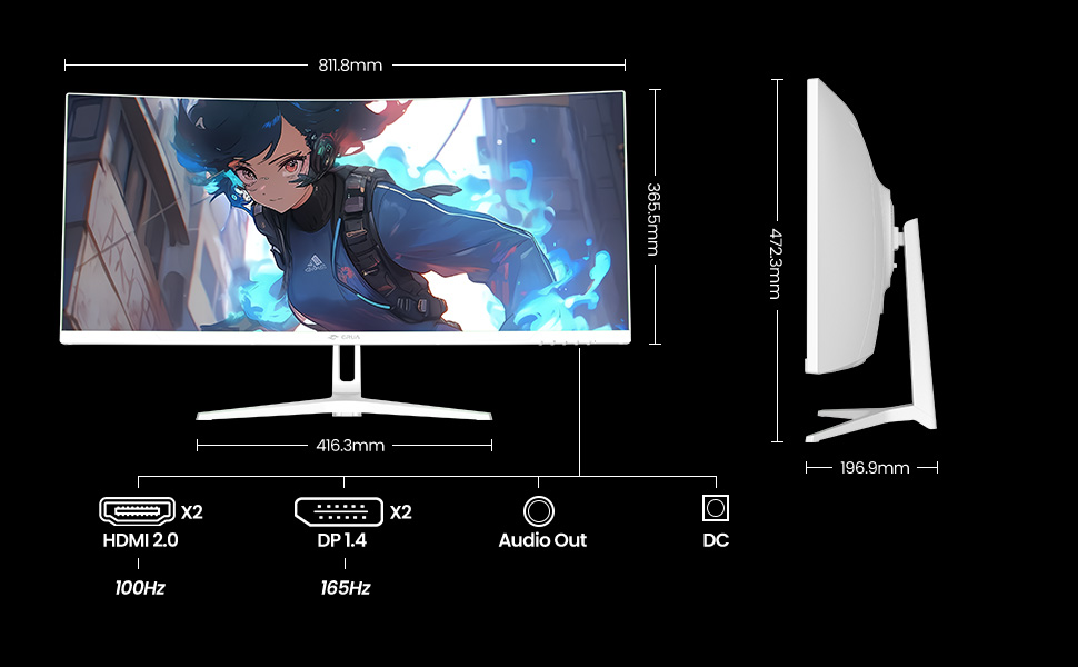 Amazon.co.jp: CRUA 湾曲 ゲーミング モニター 34インチ UWQHD