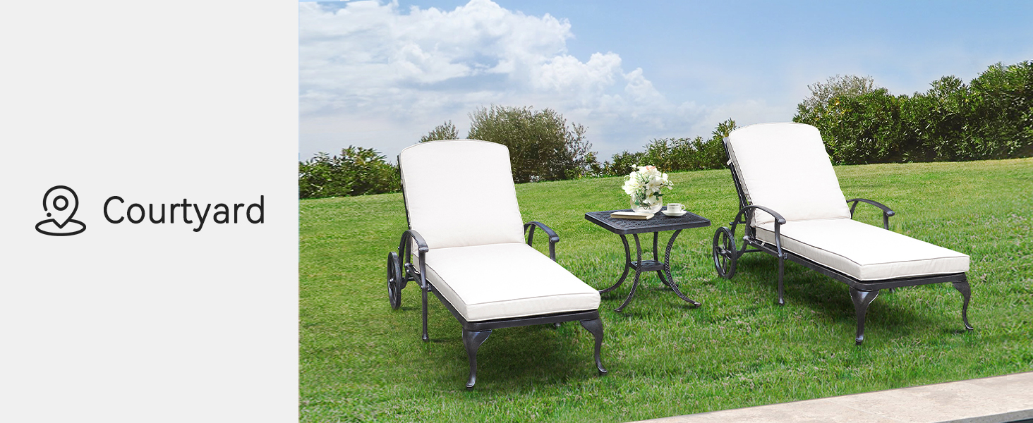 2-Pack Extra Thick 5-Inch Outdoor Chaise Lounge Cushions