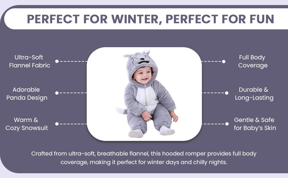 SPN-JGSP Baby panda hooded snowsuit  Flannel newborn cosplay romper
