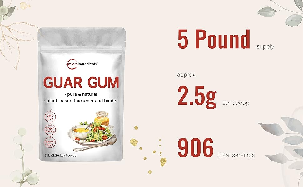 Guar Gum Powder, 5lb (80oz) PlantedBased Source from