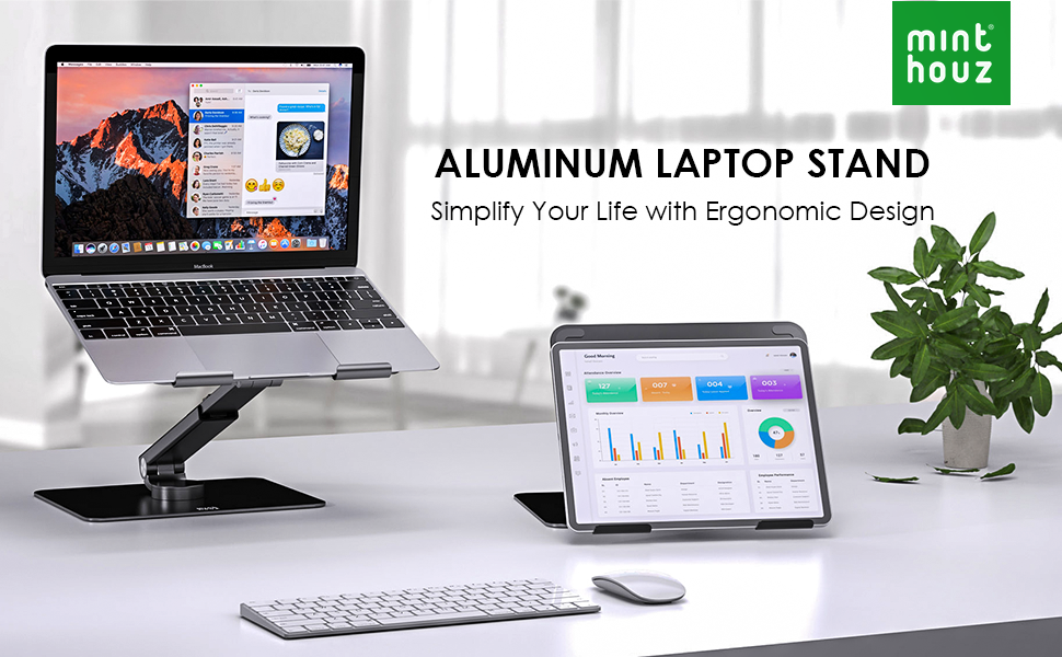 Minthouz 360° Swivel Laptop Stand for Desk, Height/Angle Adjustable