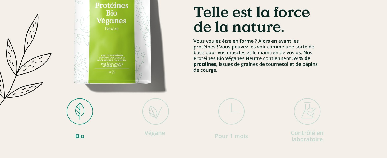 Protéines Bio Véganes Neutre en poudre