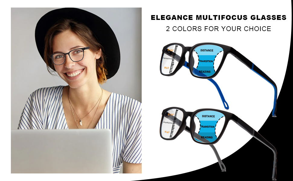JO Progressive Multifocus Reading Glasses for Women Men