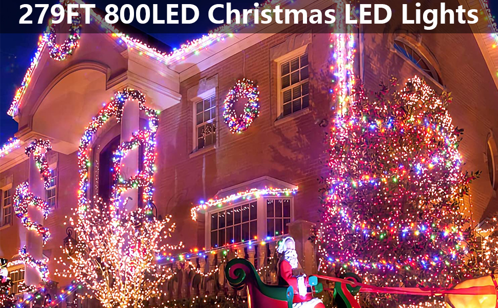 Joomer Christmas Lights 279FT 800 LED String Lights with 8 Modes Timer