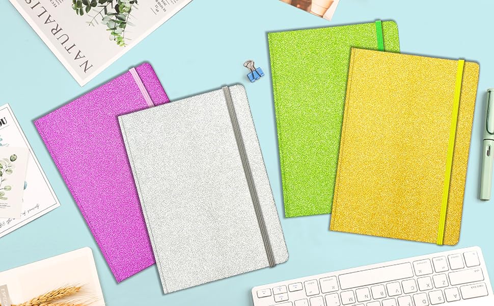 GINMLYDA Small Glitter Notebooks For Writing, 160 Lined