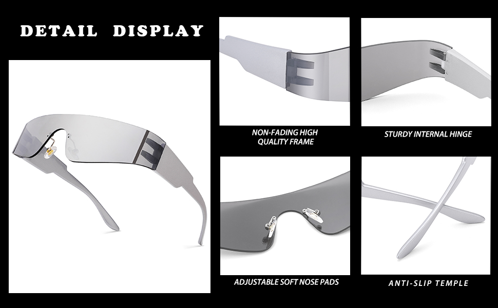 ♡monoluk♡ Amazon.com: NULOOQ Y2K Rimless Futuristic Wrap Around