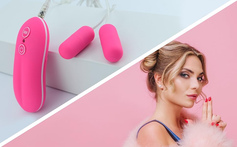 Bright pink electronic device with two buttons and attached keychain. Two smaller pink objects of similar shape shown separately.