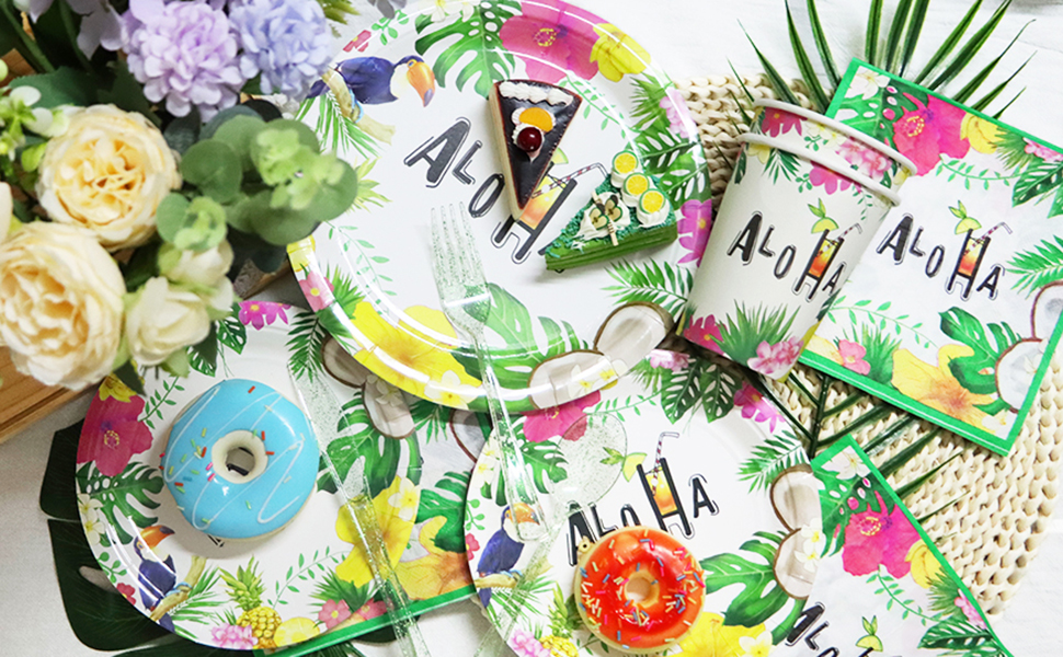 Decodinli Hawaiian Luau Party Supplies Serves 25, Hawaiian