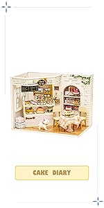 CuteBee 1/24 、初心者DIYハウス、オルゴール防塵ケース付き、英語説明書 CAKE DIARY(ケーキ日記)