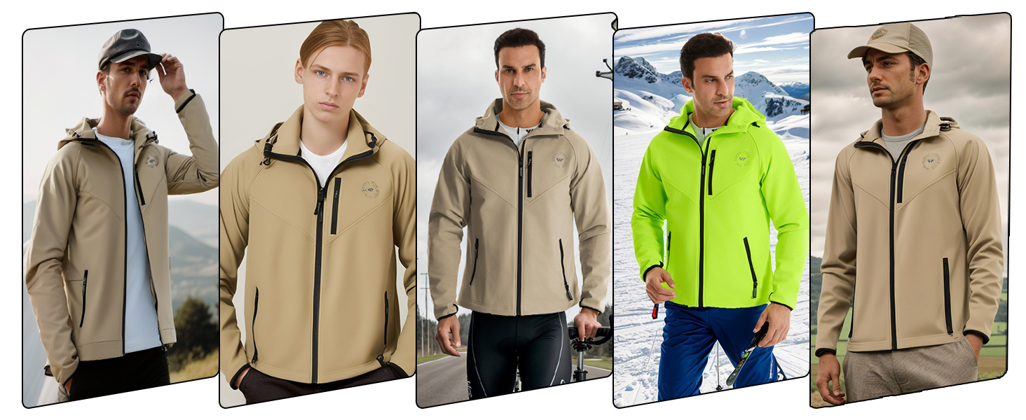 Wulibike Fleece Jacket Mens rain Running Jacket Outdoor Sports