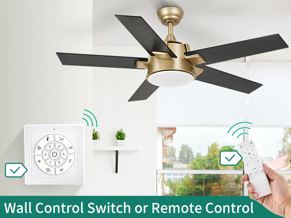 ⛄️りむ YITAHOME Black Gold Ceiling Fan with Light and Wall Switch