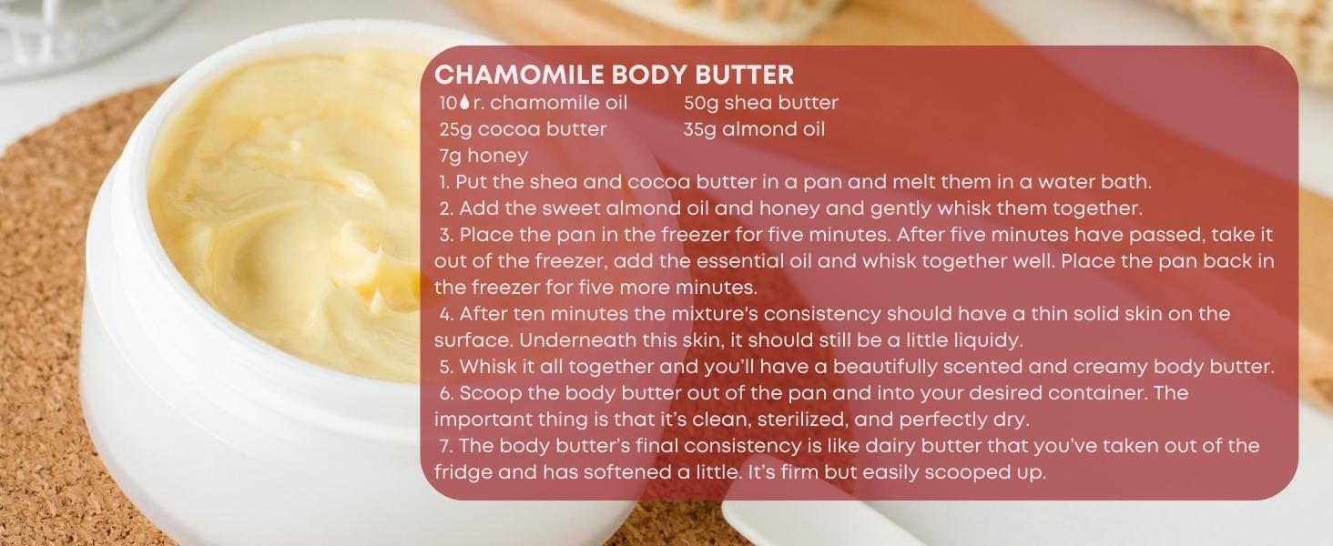 Rezept für Kamillen-Körperbutter mit Shea- und Kakaobutter, Mandelöl und Honig