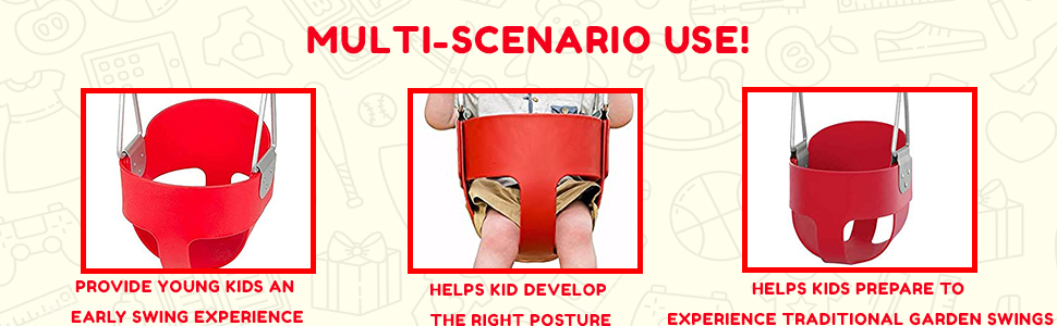 park toys for kids outdoor games for kids 3+ years flexible swing seat heavy duty chain children