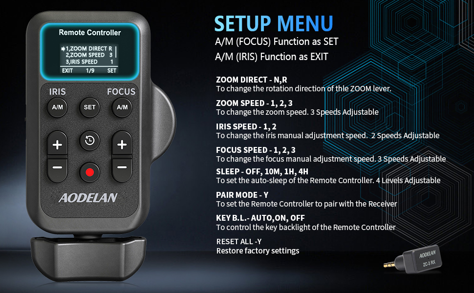 AODELAN Lanc Camcorder Wireless Zoom Controller for Sony and Canon