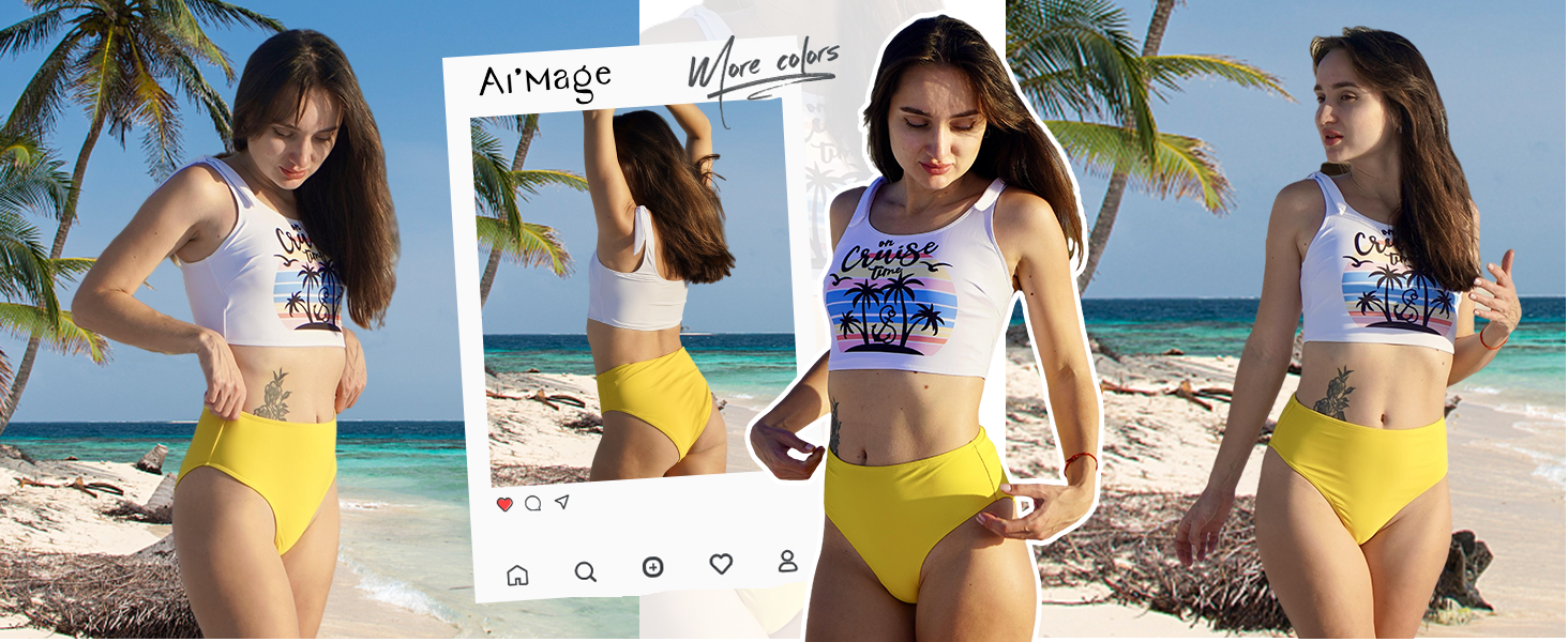 two pieces tummy control swimwear sexy swimsuit