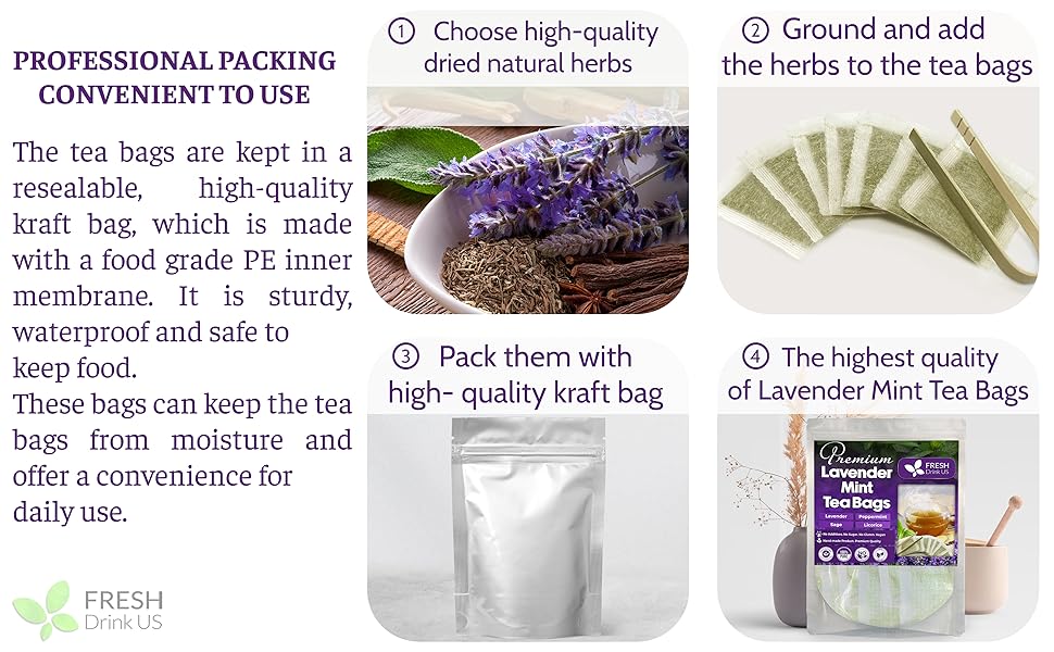 Lavender Peppermint Sage and Licorice  leaves natural herbal tea bags
