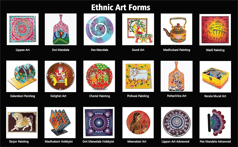 Penkraft Madhubani Painting on Engraved Square MDF DIY (Hobbyist Level) Kit Free Video