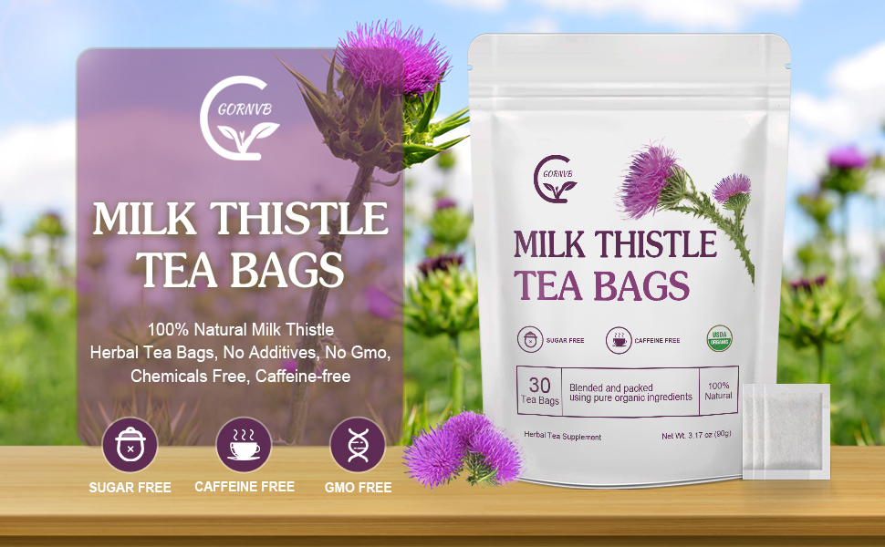 Organic Milk Thistle Tea Bags, Liver Support Herbal Tea