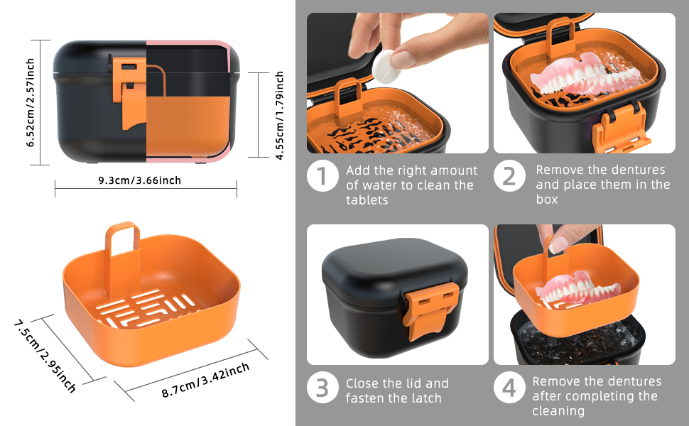 ARGOMAX Leak Proof Denture Bath Cup, Portable Soaking Denture Box