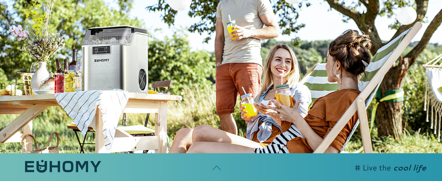 EUHOMY Ice Maker Machine Countertop Ice Cube Maker with SelfCleaning