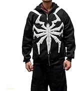 Xojbzoo Unisex Oversized Gothic Hoodie Jacket Spider Graphic Print Loose Fit Streetwear Zipper Fr...