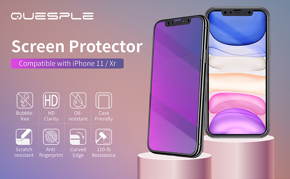 QUESPLE Purple Privacy Screen Protector for iPhone 11