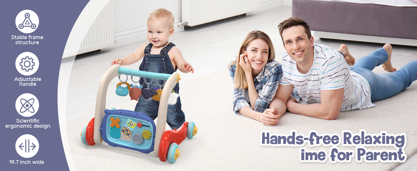 CUTE STONE Baby Gym Playmat, Baby Learning Walker with