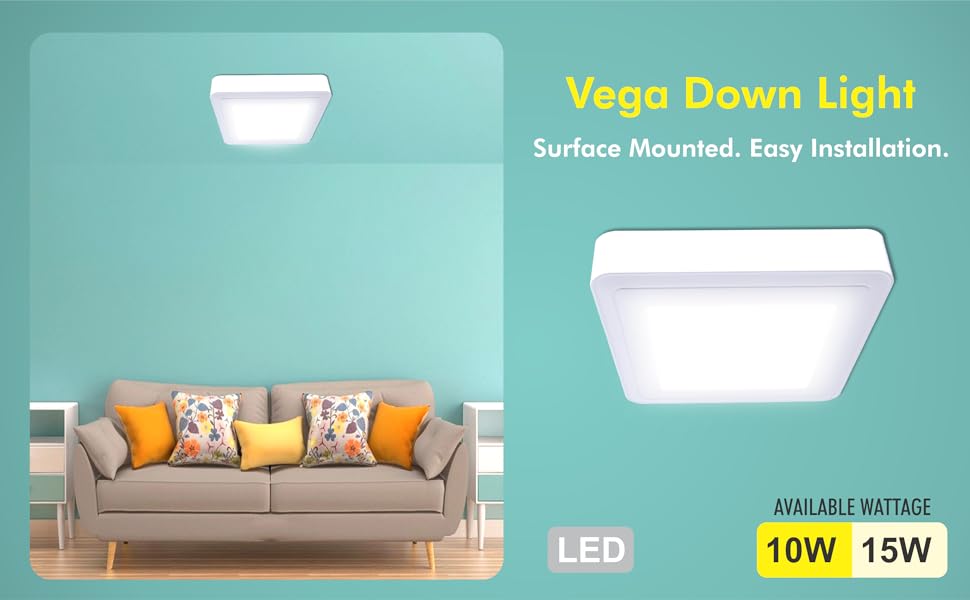 Murphy 15W Vega LED Panel Light Square Surface (Cool White, Pack of 2