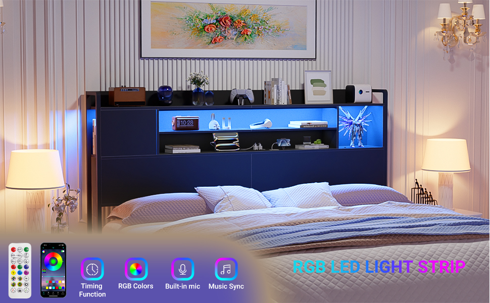 Unikito Headboard for King Size Bed, Bookcase Style Head