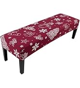 SearchI Christmas Dining Bench Cover, Stretch Washable Bench Slipcover, Bench Seat Protector, Rec...