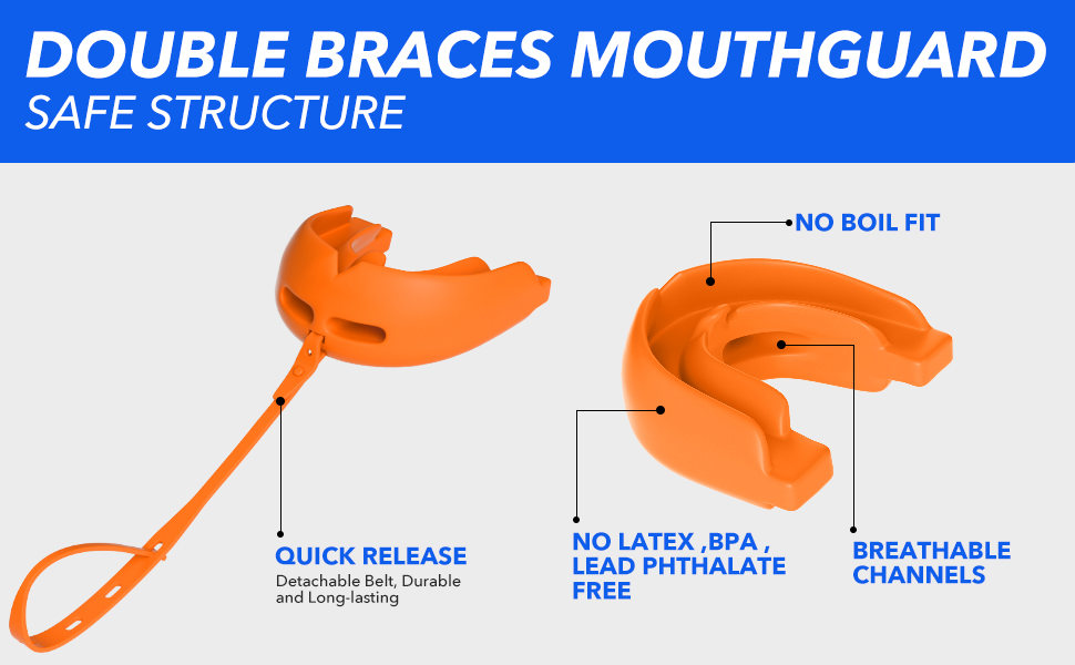 4Pcs Football Mouth Guard for Braces, Youth Adults Sizes