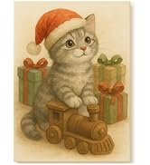 Liferyx Cat Wall Art Christmas Canvas Prints and Xmas Wall Art, Kitty Framed Posters, Ideal for B...