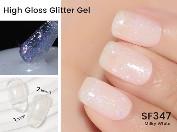 YTD Likomey Mermaid Glitter Nude Gel Nail Polish,15ml Pink