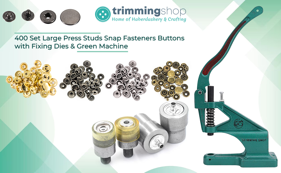 Trimming Shop 400 Set Large Press Studs 15mm Snap Fasteners No Sew