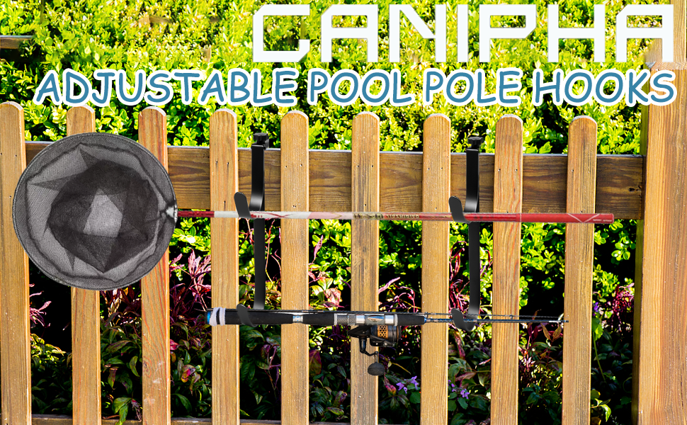 2Pcs Adjustable Pool Pole Hanger, Double Pool Hooks for