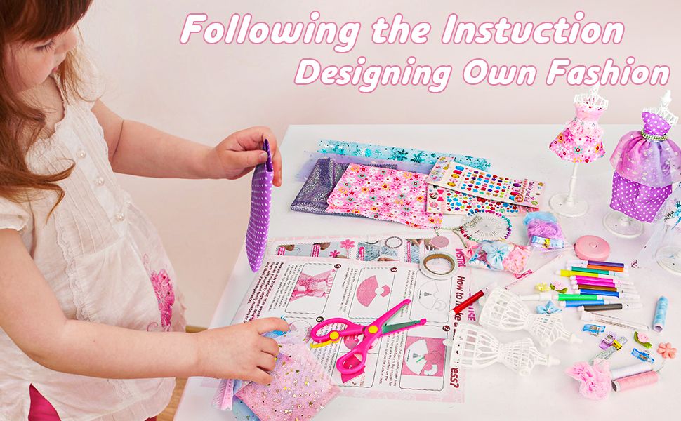 Sanlebi Fashion Designer Kits for Girls, DIY Arts and Crafts Creativity Toys Kids