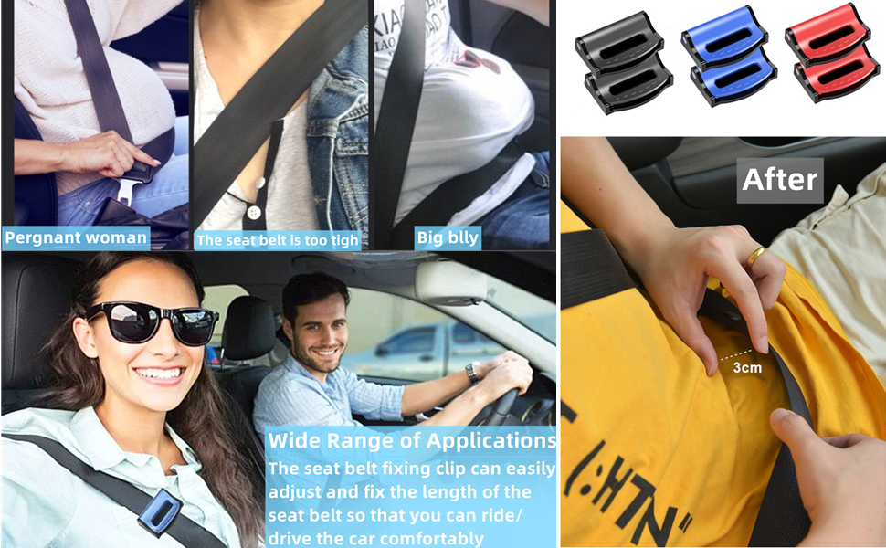 Car Seat Belt Clip, 6 Pack Seatbelt Adjuster for Adults, Comfort