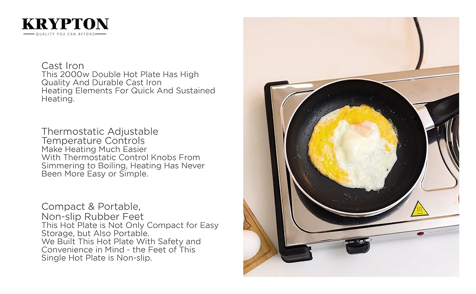 Krypton Stainless Steel Double Burner Hot Plate Model No KNHP5310