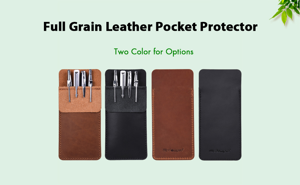 Wisdompro Genuine Leather Heavy Duty Pocket Protector Pen Holder Pouch