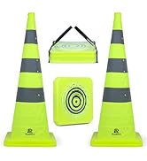 RoadHero 36 Inch 2 Pack Collapsible Traffic Safety Cones, Lime Green Pop-up Cones with Reflective...