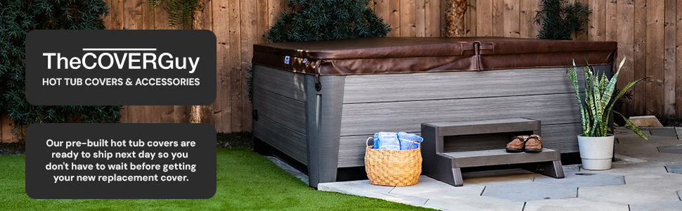 The Cover Guy hot tub cover in a backyard setting
