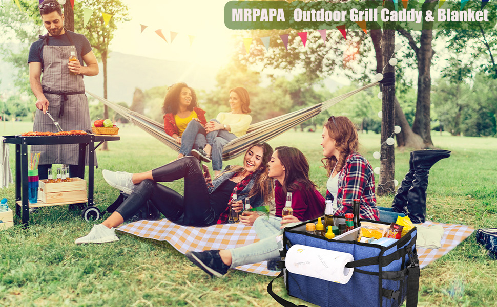 Large Grill and Picnic Caddy, Collapsible & Easy Carry