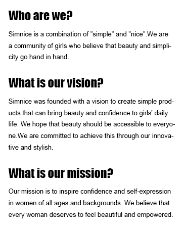 simnice brand story