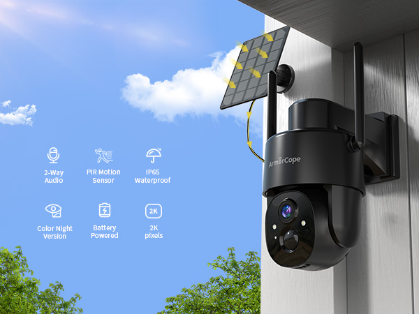 スマホアクセサリー SOLAR CAMERA Amazon.com : Armorcope 2Pack 2K HD Solar Security Cameras